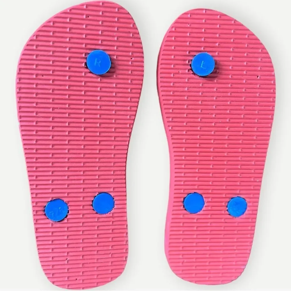 Mini Boden Kids Red Blue Striped Shark Flip Flops Sandals. Toddler 10. NEW.